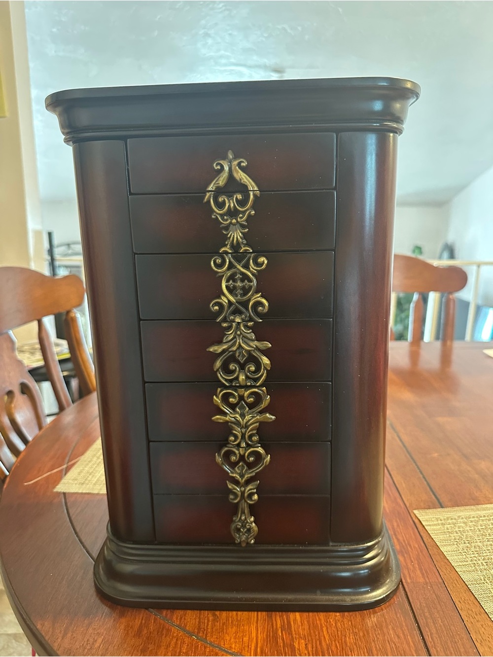 Vintage 2001 Bombay Company
Mahogany Wood Highboy Armoire
Jewelry Box Chest 16.5